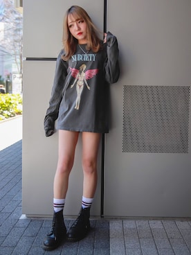 「Dr. Martens（ドクターマーチン）のDr.Martens / 1460 8EYEBOOT（ブーツ）」を使った、mocaさん（レディース・158cm）の冬コーディネート