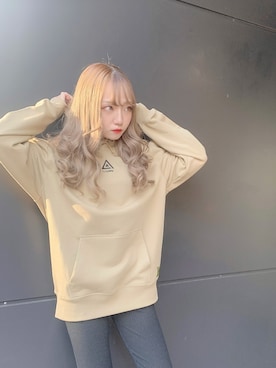 「アイテム（パーカー、グリーン系）」を使った、mocaさん（レディース・158cm）の冬コーディネート