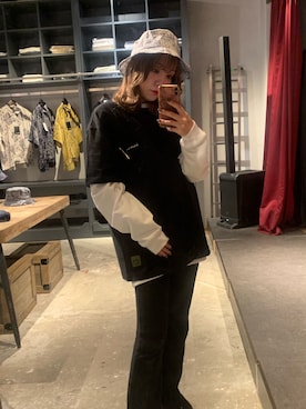 「ポケットＴシャツ」｜「アイテム（スウェット）」を使った、mocaさん（レディース・158cm）の春コーディネート