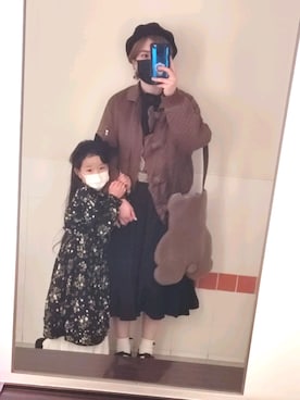 「茶色」｜「アイテム（ブルゾン）」を使った、いおさん（レディース・160cm）の冬コーディネート