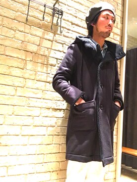 「HYSTERIC GLAMOUR（ヒステリックグラマー）のアイテム（ムートンコート）」を使った、K.ODAさん（メンズ・183cm）の冬コーディネート