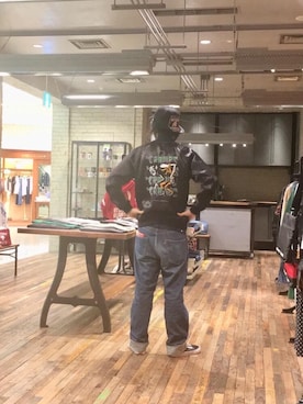 「HYSTERIC GLAMOUR（ヒステリックグラマー）のHYS WHISKY柄 刺繍キャップ（キャップ）」を使った、K.ODAさん（メンズ・182cm）の冬コーディネート