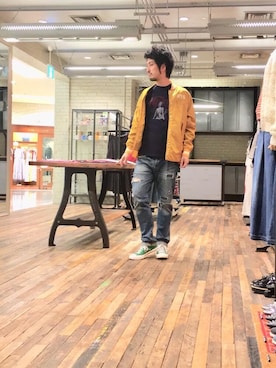 「ワッフル」｜「アイテム（スタジャン）」を使った、K.ODAさん（メンズ・182cm）の春コーディネート