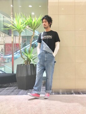 「ロック」｜「アイテム（サロペット/オーバーオール）」を使った、K.ODAさん（メンズ・182cm）の夏コーディネート
