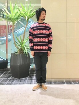 「HYSTERIC GLAMOUR（ヒステリックグラマー）のGIRLS BORDER総柄ジャカード リブ付Tシャツ（Tシャツ/カットソー）」を使った、K.ODAさん（メンズ・182cm）の秋コーディネート