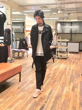 「スキニー」｜「アイテム（ピーコート）」を使った、K.ODAさん（メンズ・182cm）の秋コーディネート