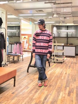 「HYSTERIC GLAMOUR（ヒステリックグラマー）のGIRLS BORDER総柄ジャカード リブ付Tシャツ（Tシャツ/カットソー）」を使った、K.ODAさん（メンズ・182cm）の秋コーディネート