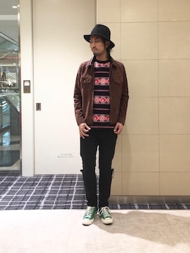 「HYSTERIC GLAMOUR（ヒステリックグラマー）のGIRLS BORDER総柄ジャカード リブ付Tシャツ（Tシャツ/カットソー）」を使った、K.ODAさん（メンズ・182cm）の秋コーディネート