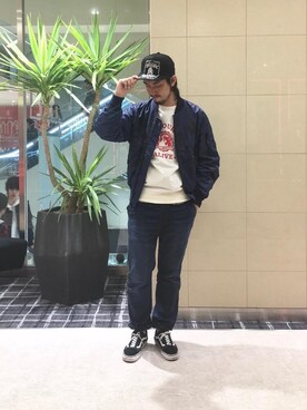 「HYSTERIC GLAMOUR（ヒステリックグラマー）のHYS WHISKY柄 刺繍キャップ（キャップ）」を使った、K.ODAさん（メンズ・182cm）の秋コーディネート