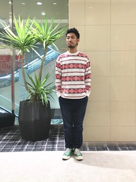 「HYSTERIC GLAMOUR（ヒステリックグラマー）のGIRLS BORDER総柄ジャカード リブ付Tシャツ（Tシャツ/カットソー）」を使った、K.ODAさん（メンズ・182cm）の秋コーディネート