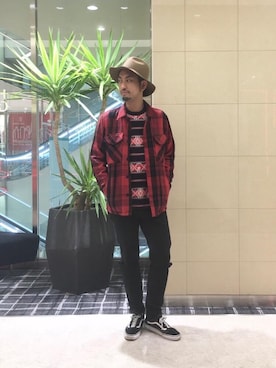 「HYSTERIC GLAMOUR（ヒステリックグラマー）のGIRLS BORDER総柄ジャカード リブ付Tシャツ（Tシャツ/カットソー）」を使った、K.ODAさん（メンズ・182cm）の秋コーディネート