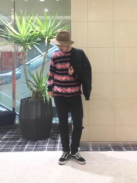 「HYSTERIC GLAMOUR（ヒステリックグラマー）のGIRLS BORDER総柄ジャカード リブ付Tシャツ（Tシャツ/カットソー）」を使った、K.ODAさん（メンズ・182cm）の秋コーディネート