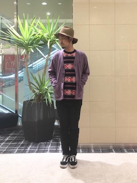 「HYSTERIC GLAMOUR（ヒステリックグラマー）のGIRLS BORDER総柄ジャカード リブ付Tシャツ（Tシャツ/カットソー）」を使った、K.ODAさん（メンズ・182cm）の秋コーディネート