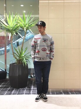 「HYSTERIC GLAMOUR（ヒステリックグラマー）のHYS WHISKY柄 刺繍キャップ（キャップ）」を使った、K.ODAさん（メンズ・182cm）の秋コーディネート