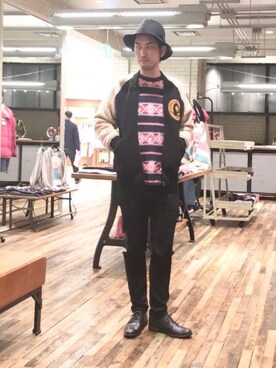 「HYSTERIC GLAMOUR（ヒステリックグラマー）のGIRLS BORDER総柄ジャカード リブ付Tシャツ（Tシャツ/カットソー）」を使った、K.ODAさん（メンズ・182cm）の秋コーディネート