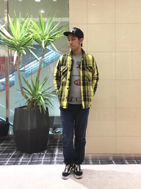 「HYSTERIC GLAMOUR（ヒステリックグラマー）のHYS WHISKY柄 刺繍キャップ（キャップ）」を使った、K.ODAさん（メンズ・182cm）の秋コーディネート