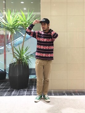 「HYSTERIC GLAMOUR（ヒステリックグラマー）のGIRLS BORDER総柄ジャカード リブ付Tシャツ（Tシャツ/カットソー）」を使った、K.ODAさん（メンズ・182cm）の冬コーディネート