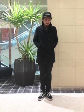 「ラフコーデ」｜「アイテム（ピーコート）」を使った、K.ODAさん（メンズ・182cm）の冬コーディネート