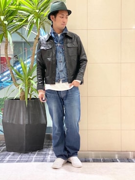 「ロックコーデ」｜「アイテム（デニムジャケット）」を使った、K.ODAさん（メンズ・182cm）の秋コーディネート
