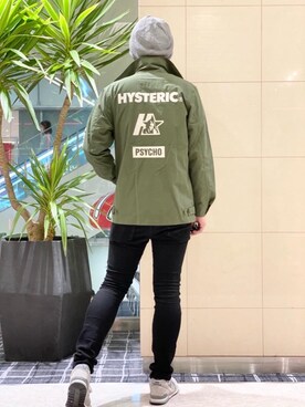 「ロックコーデ」｜「アイテム（ミリタリージャケット）」を使った、K.ODAさん（メンズ・182cm）の秋コーディネート