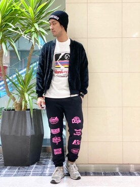 「ロックコーデ」｜「アイテム（ニットキャップ/ビーニー）」を使った、K.ODAさん（メンズ・182cm）の秋コーディネート