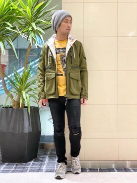 「ロックコーデ」｜「アイテム（ミリタリージャケット）」を使った、K.ODAさん（メンズ・182cm）の秋コーディネート