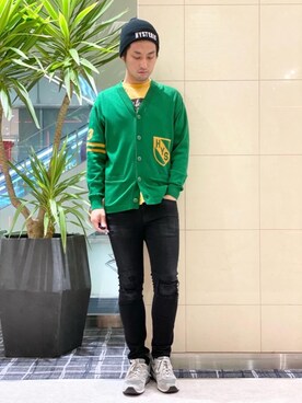 「ロックコーデ」｜「アイテム（ニットキャップ/ビーニー）」を使った、K.ODAさん（メンズ・182cm）の秋コーディネート