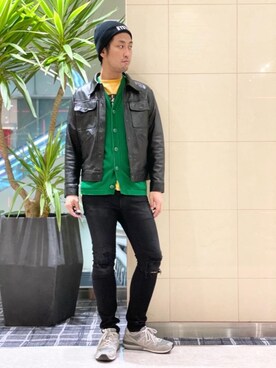「ロックコーデ」｜「アイテム（ニットキャップ/ビーニー）」を使った、K.ODAさん（メンズ・182cm）の秋コーディネート