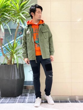 「ロックコーデ」｜「アイテム（ミリタリージャケット）」を使った、K.ODAさん（メンズ・182cm）の秋コーディネート