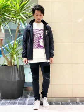 「スキニー」｜「アイテム（ナイロンジャケット）」を使った、K.ODAさん（メンズ・182cm）の秋コーディネート
