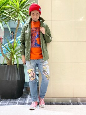 「ロックコーデ」｜「アイテム（スウェット）」を使った、K.ODAさん（メンズ・182cm）の秋コーディネート