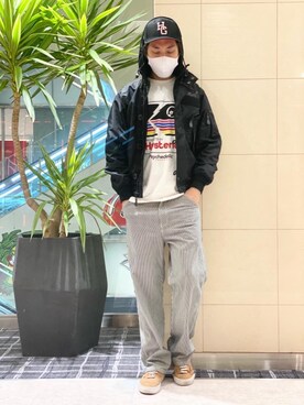 「ロックコーデ」｜「アイテム（ミリタリージャケット）」を使った、K.ODAさん（メンズ・182cm）の秋コーディネート