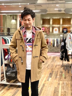 「ロックコーデ」｜「アイテム（ダッフルコート）」を使った、K.ODAさん（メンズ・182cm）の秋コーディネート