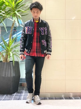 「ロックコーデ」｜「アイテム（スタジャン）」を使った、K.ODAさん（メンズ・182cm）の秋コーディネート