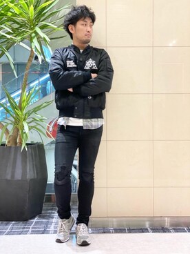 「ロックコーデ」｜「アイテム（ミリタリージャケット）」を使った、K.ODAさん（メンズ・182cm）の秋コーディネート