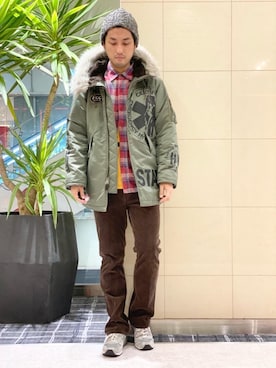 「ロックコーデ」｜「アイテム（ミリタリージャケット）」を使った、K.ODAさん（メンズ・182cm）の秋コーディネート