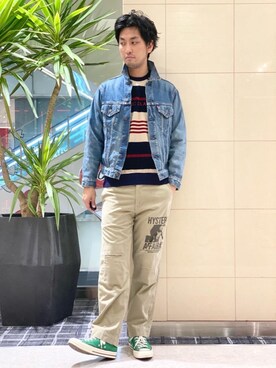 「ロックコーデ」｜「アイテム（デニムジャケット）」を使った、K.ODAさん（メンズ・182cm）の秋コーディネート