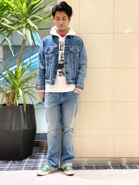 「ロックコーデ」｜「アイテム（デニムジャケット）」を使った、K.ODAさん（メンズ・182cm）の秋コーディネート