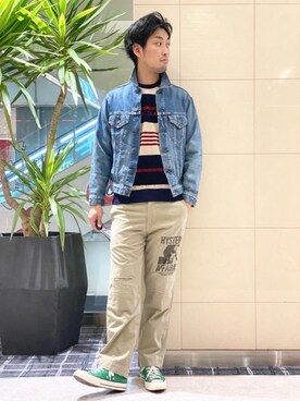 「ロックコーデ」｜「アイテム（デニムジャケット）」を使った、K.ODAさん（メンズ・182cm）の秋コーディネート