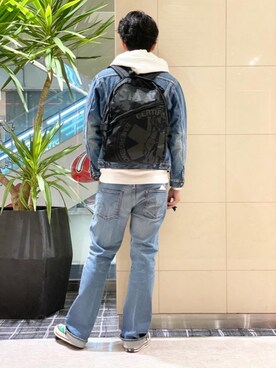 「ロックコーデ」｜「アイテム（デニムジャケット）」を使った、K.ODAさん（メンズ・182cm）の秋コーディネート