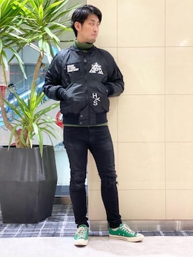「ロックコーデ」｜「アイテム（ミリタリージャケット）」を使った、K.ODAさん（メンズ・182cm）の秋コーディネート