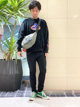 「ロックコーデ」｜「アイテム（スウェット）」を使った、K.ODAさん（メンズ・182cm）の冬コーディネート