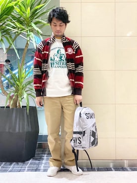 「ミリタリーコーデ」｜「アイテム（ジャージ）」を使った、K.ODAさん（メンズ・182cm）の冬コーディネート