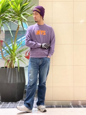 「ロックコーデ」｜「アイテム（スウェット）」を使った、K.ODAさん（メンズ・182cm）の冬コーディネート