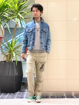 「ロックコーデ」｜「アイテム（デニムジャケット）」を使った、K.ODAさん（メンズ・182cm）の冬コーディネート