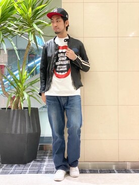「ロックコーデ」｜「アイテム（キャップ）」を使った、K.ODAさん（メンズ・182cm）の冬コーディネート