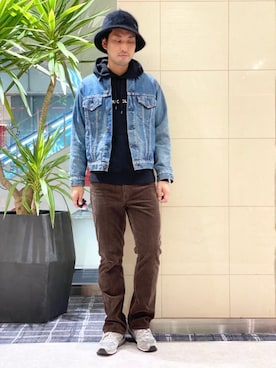 「ロックコーデ」｜「アイテム（デニムジャケット）」を使った、K.ODAさん（メンズ・182cm）の冬コーディネート