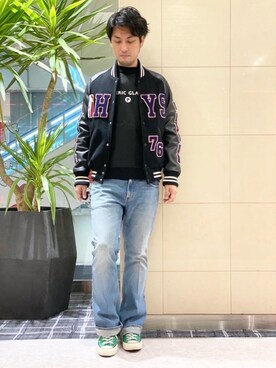 「ロックコーデ」｜「アイテム（スタジャン）」を使った、K.ODAさん（メンズ・182cm）の冬コーディネート