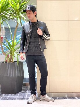 「ロックコーデ」｜「アイテム（キャップ）」を使った、K.ODAさん（メンズ・182cm）の冬コーディネート