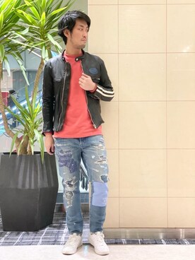 「ロックコーデ」｜「アイテム（スウェット）」を使った、K.ODAさん（メンズ・182cm）の冬コーディネート
